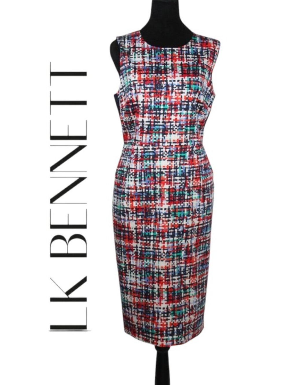 L.K. Bennett Sleeveless Colorful Crewneck Dress Size 12
